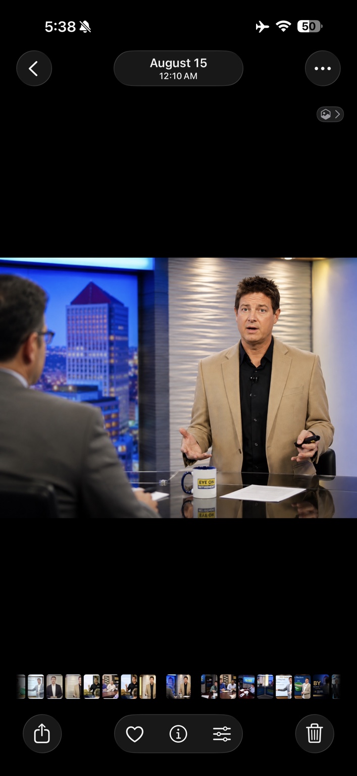 Matt Goolsby speaking at a television news desk